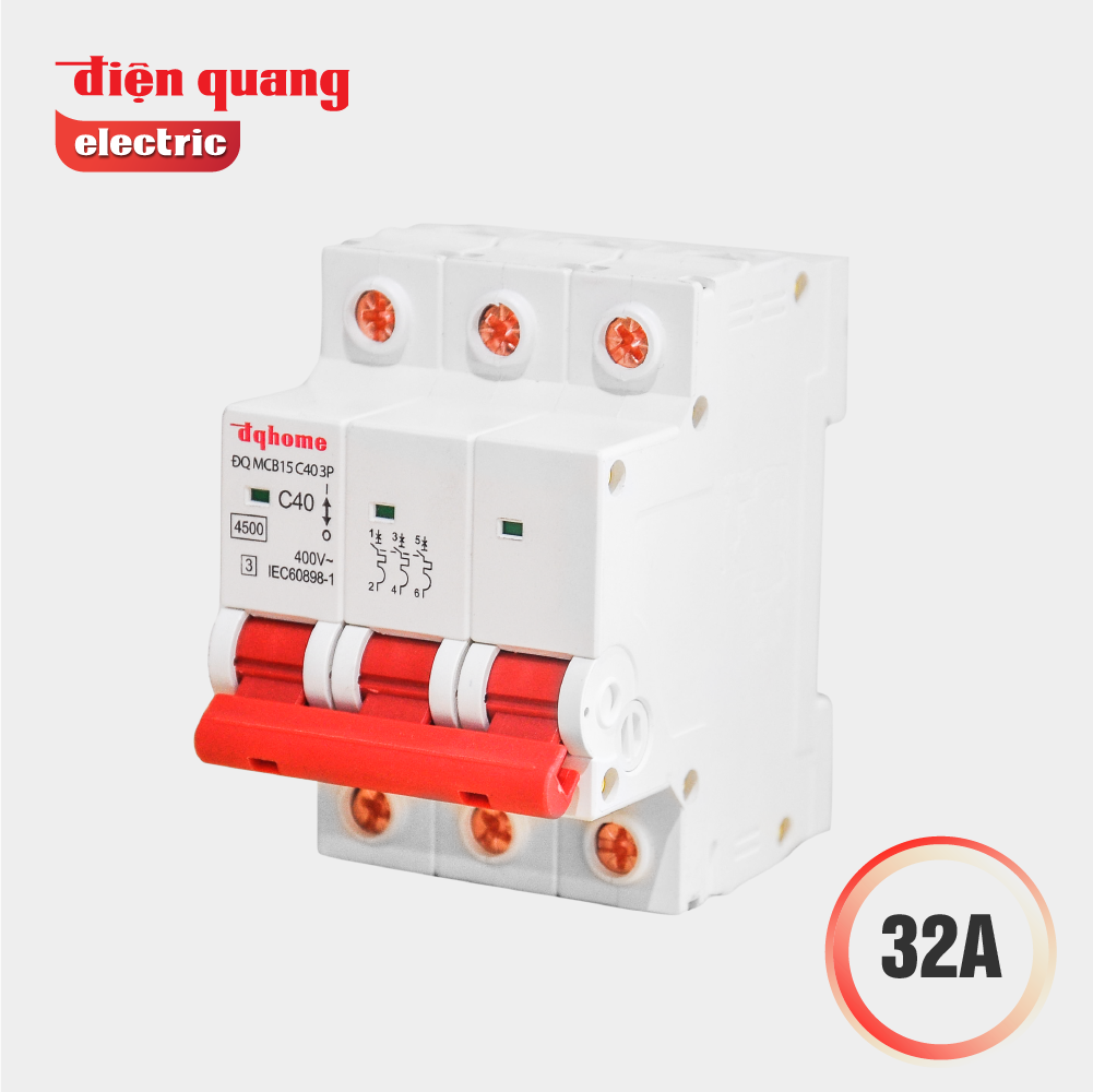 Cầu dao tự động Điện Quang MCB 3 cực 4.5KA (loại C, 3P, class 3)