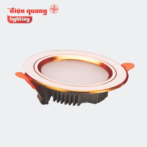 Bộ đèn LED Downlight Điện Quang ĐQ LRD17 CS Go90 (viền vàng, Ø90, đổi màu, bầu kín)