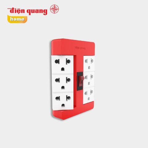 Ổ cắm Xoay 90° Điện Quang ĐQ ESK RT 63RW ( 6 lỗ 3 chấu, màu đỏ trắng )