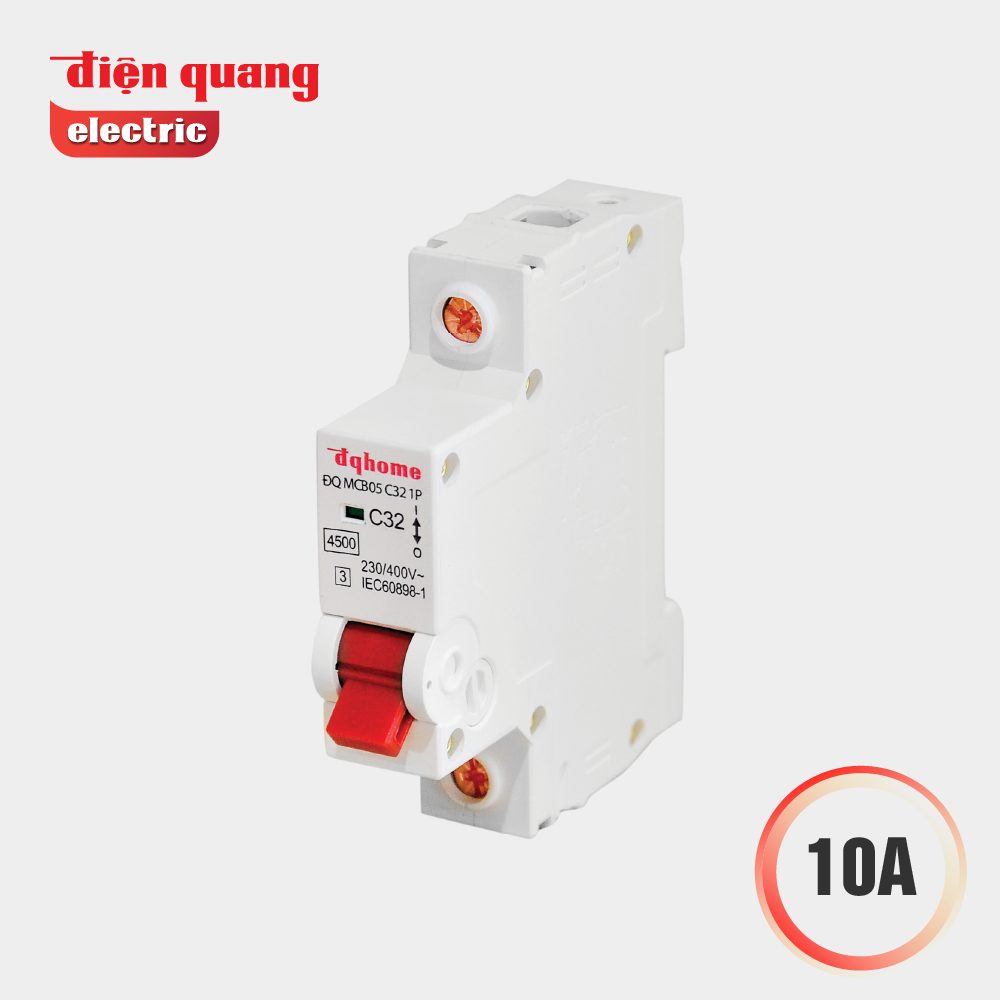 Cầu dao tự động DQHome ĐQ MCB01 C10 1P ( MCB, 1 cực, 10A, loại C, 4.5KA, class 3 )