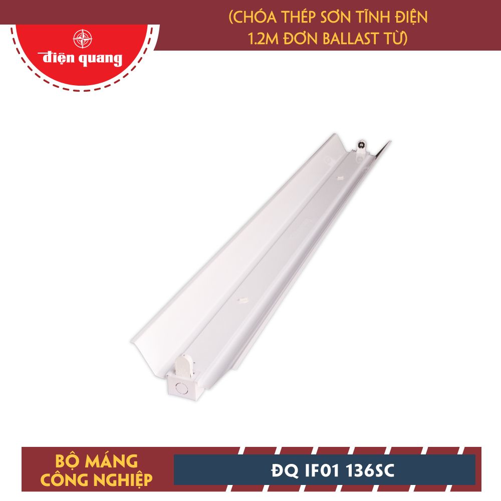 Bộ máng công nghiệp Điện Quang ĐQ IF01 136SC (chóa thép sơn tĩnh điện 1.2m đơn ballast từ