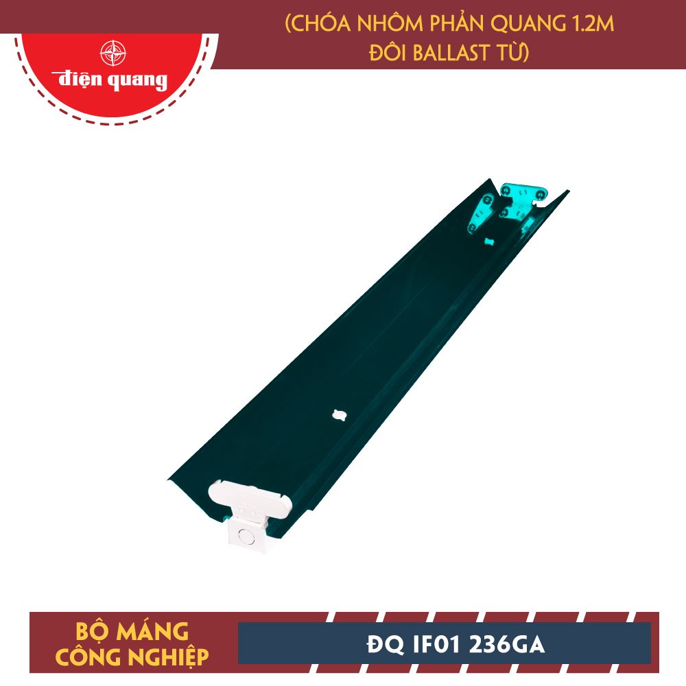 Bộ máng công nghiệp Điện Quang ĐQ IF01 236GA (chóa nhôm phản quang 1.2m đôi ballast từ)