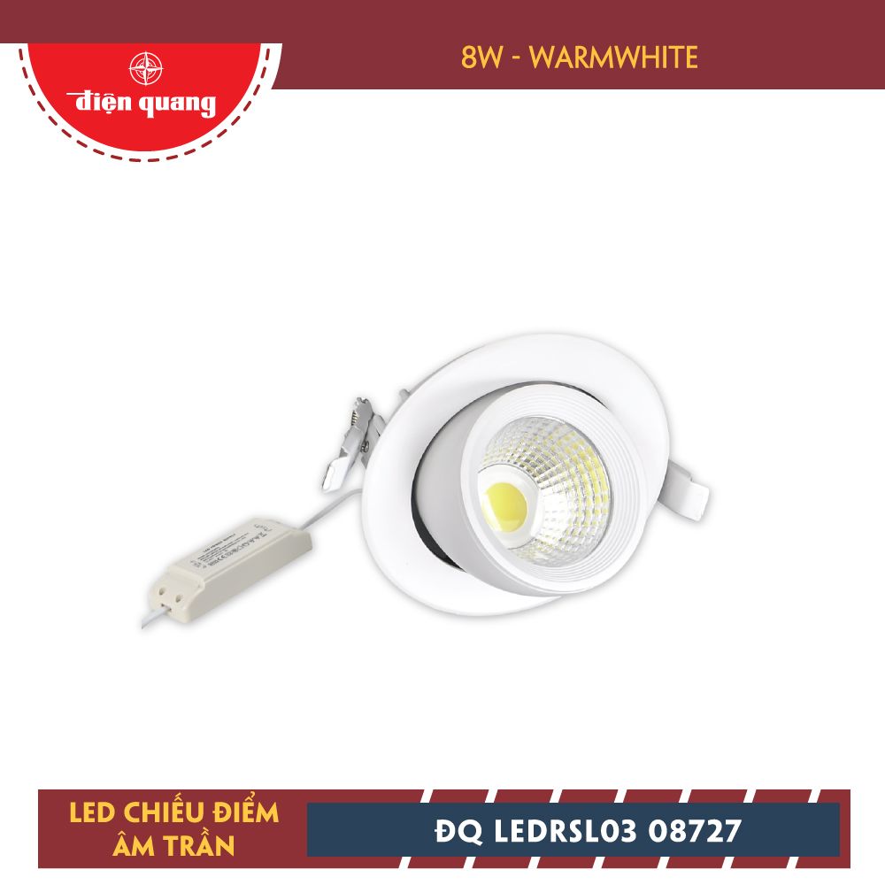 Bộ đèn LED chiếu điểm âm trần Điện Quang ĐQ LEDRSL03 08727 (8W, warmwhite)
