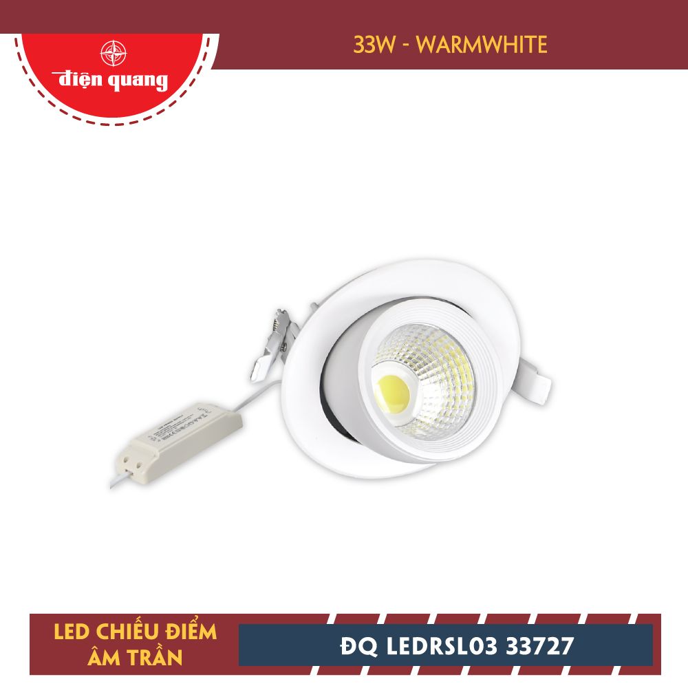 Bộ đèn LED chiếu điểm âm trần Điện Quang ĐQ LEDRSL03 33727 (33W, warmwhite)