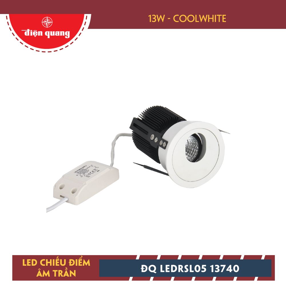 Bộ đèn LED chiếu điểm âm trần Điện Quang ĐQ LEDRSL05 13740 (13W, coolwhite)