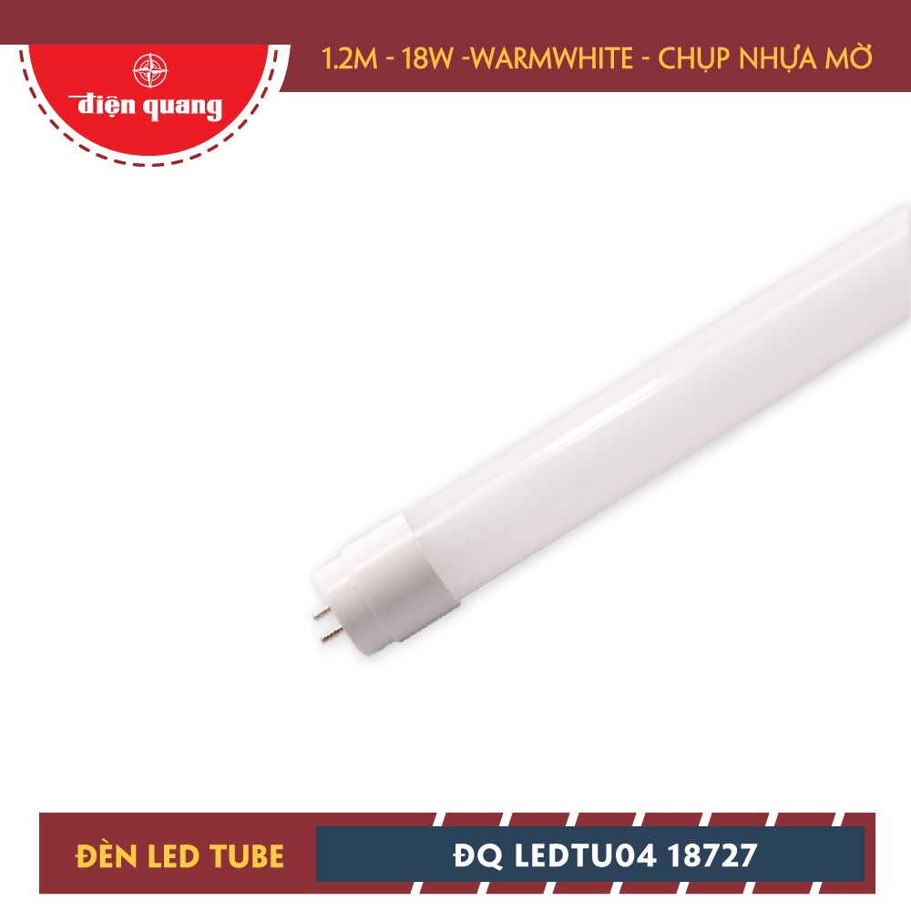 ĐÈN LED TUBE ĐIỆN QUANG ĐQ LEDTU04 18727 (1.2m 18W Warmwhite 12V chụp nhựa mờ)