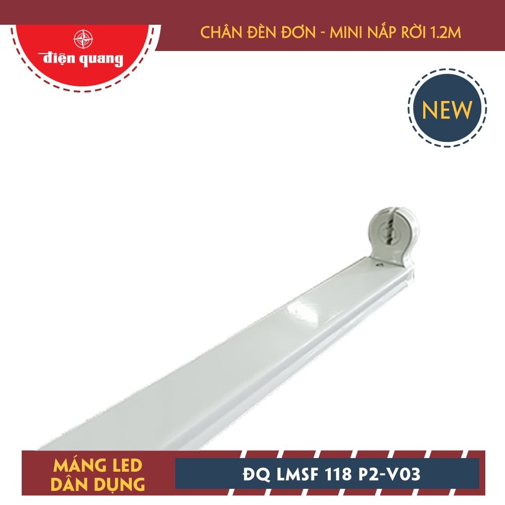 Máng LED dân dụng Điện Quang ĐQ LMSF 118 P2-V03 (chân đèn đơn, mini nắp rời 1.2m)