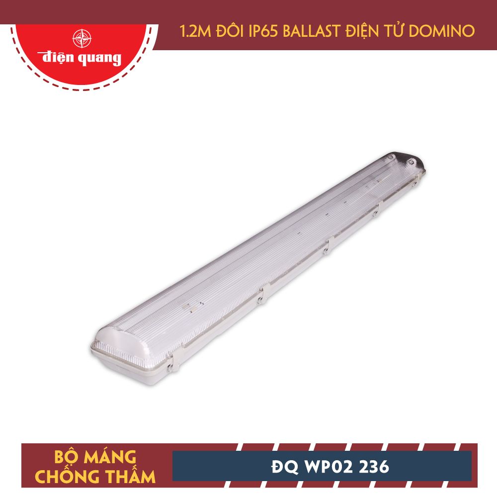 Bộ máng chống thấm Điện Quang ĐQ WP02 236 (1.2m đôi IP65 ballast điện tử domino)