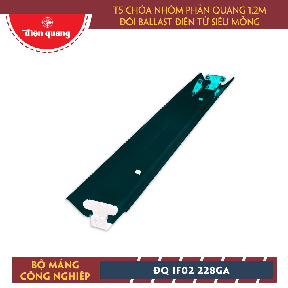 Bộ máng công nghiệp Điện Quang ĐQ IF02 228GA (T5 chóa nhôm phản quang 1.2m đôi ballast điện tử siêu mỏng)