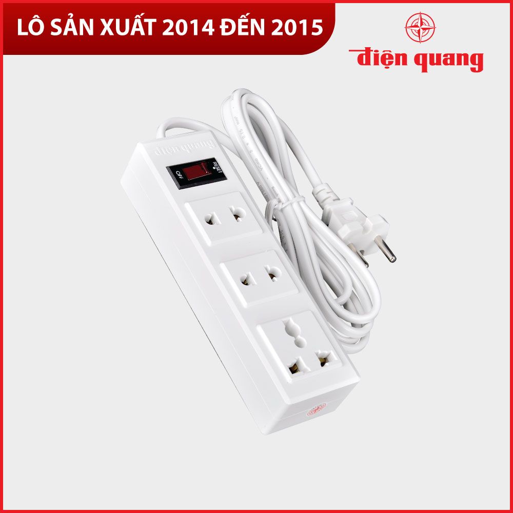 Ổ Cắm Điện Quang ĐQ 002A-02 ( 3 lỗ ) - Năm SX 2014, 2015 - Bảo hành 12 tháng