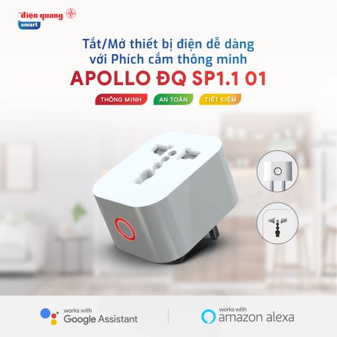 Phích Cắm Thông Minh Điện Quang Apollo ĐQ SP1.1 01 WiFi (Kiểu 1 lỗ, sử dụng WiFi)