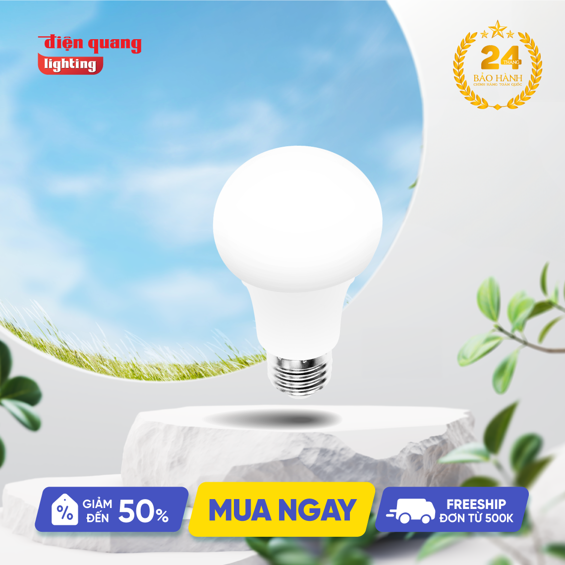 Đèn LED Bulb Điện Quang ĐQ LEDBU11A70 12W, chụp cầu mờ