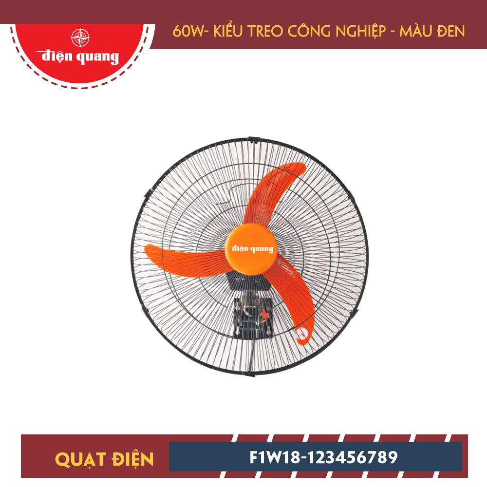 Quạt điện kiểu treo Công nghiệp màu đen F1W18-123456789