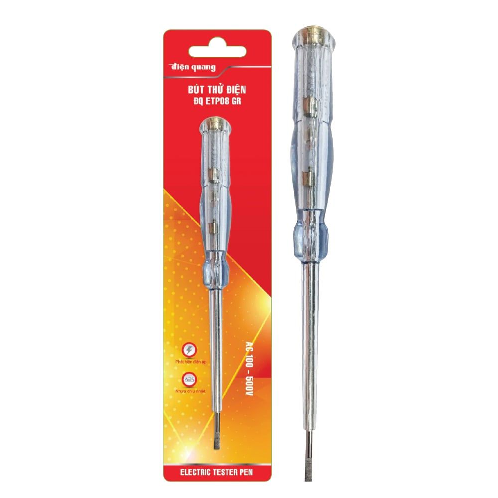 Bút thử điện Điện Quang ĐQ ETP08 GR ( Đầu vít dẹp, 190 mm, màu xám trong )