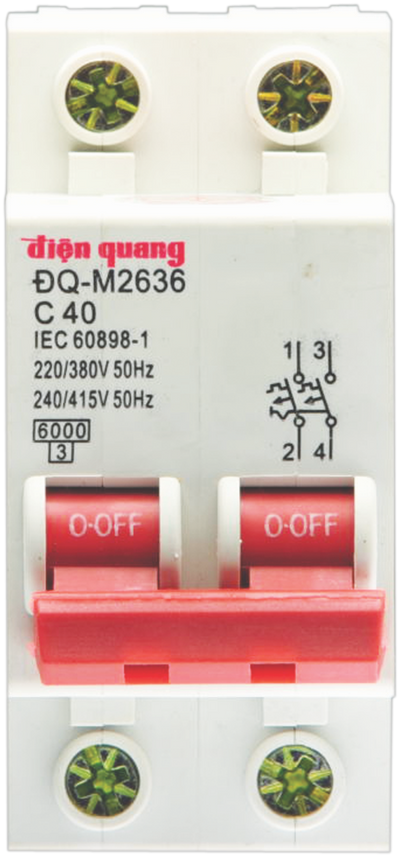 Cầu dao điện Điện Quang ĐQ-M2636C63 (MCB 2P 63A)