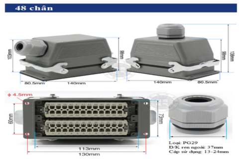  Jack nối công nghiệp 48 chân HE-6 