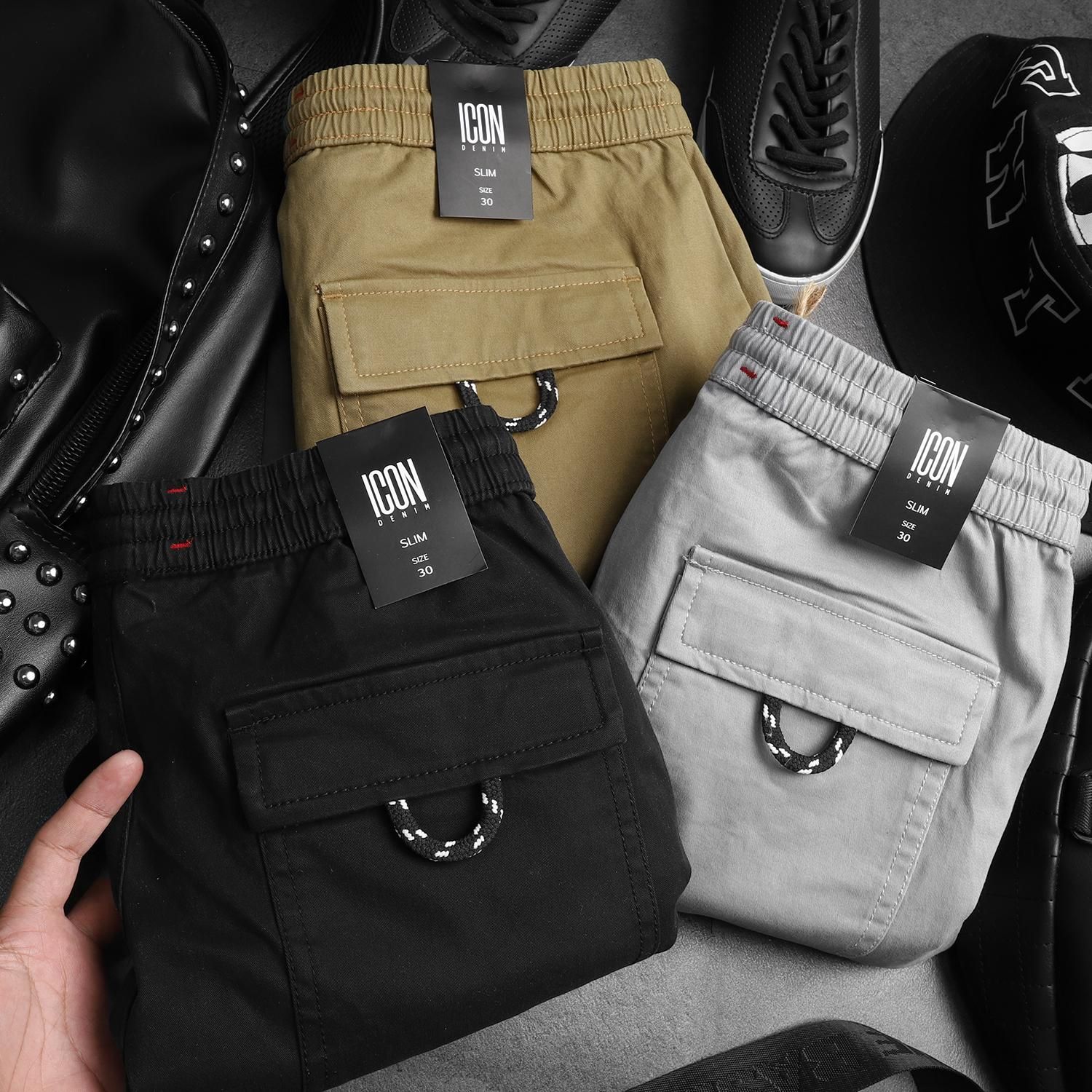 Quần short kaki ICON DENIM túi hộp