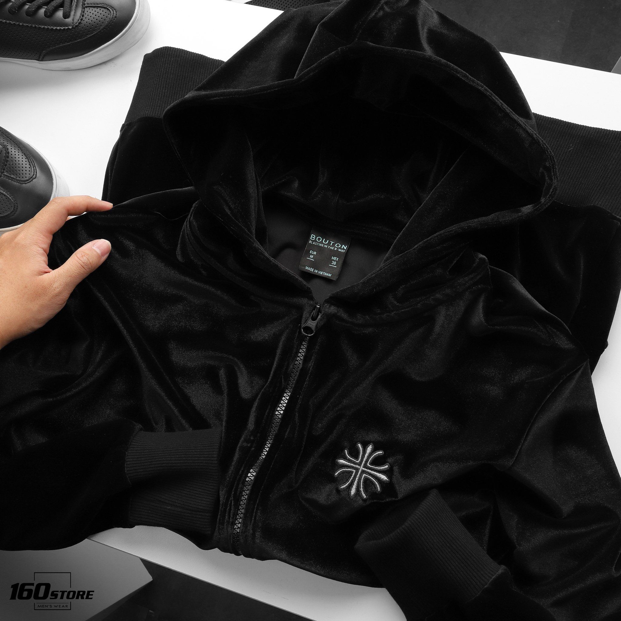 Áo khoác zip BOUTON nhung