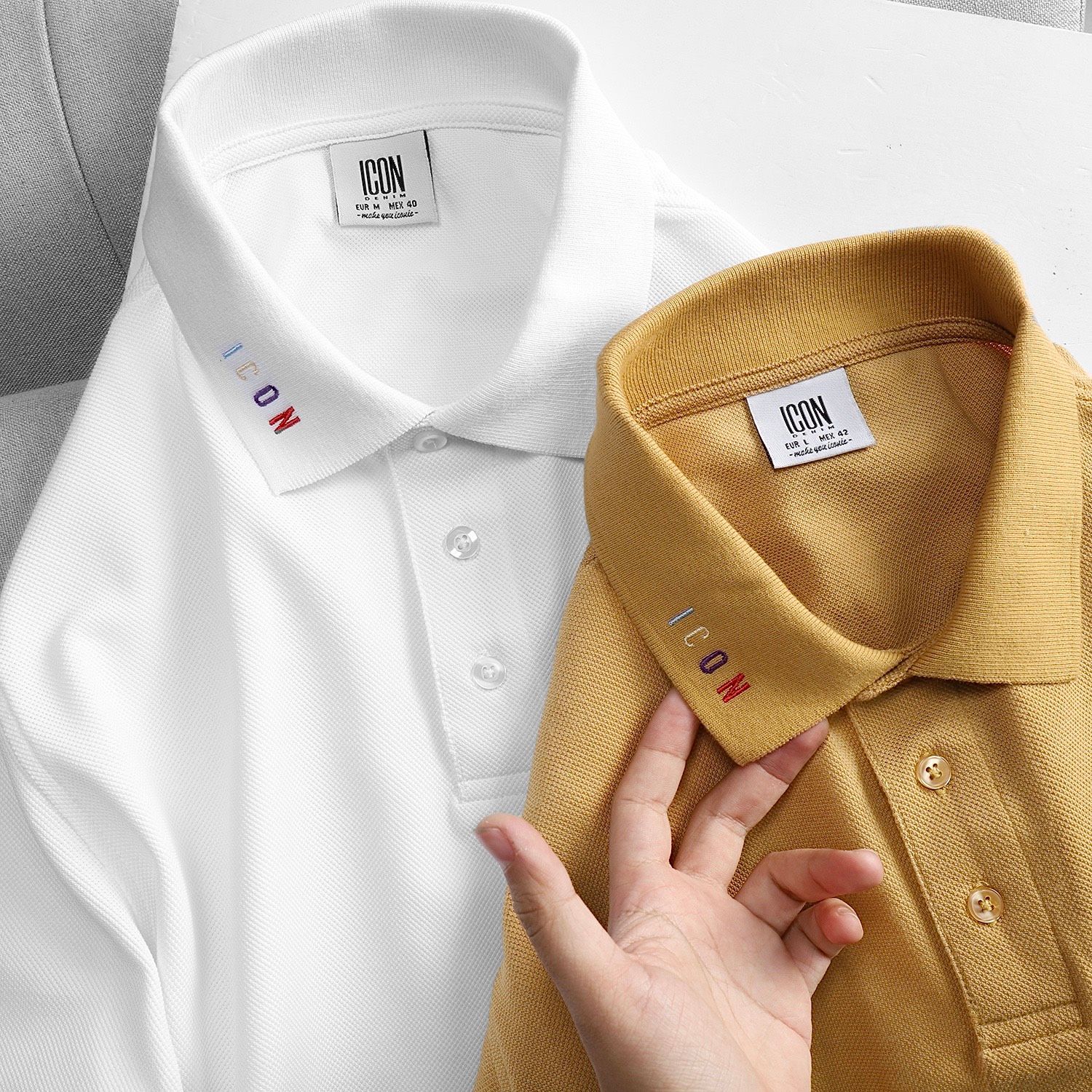 Áo polo ICON DENIM w neck logo