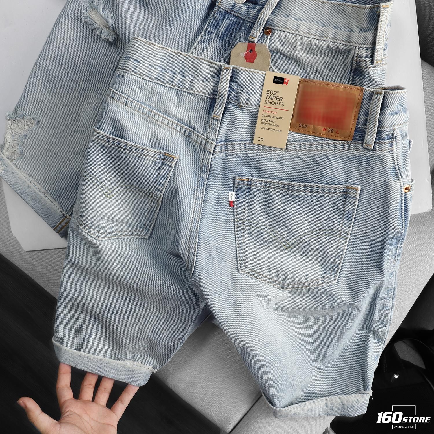 Quần short jean LVIS wash ripped