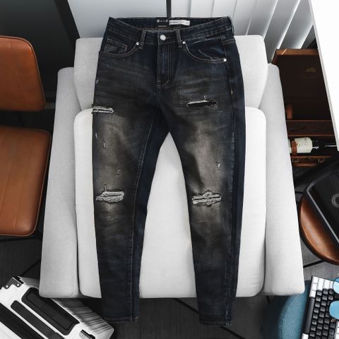 Quần Jean Nam ICONDENIM Dark Blue Skinny Washed Ripped Jean