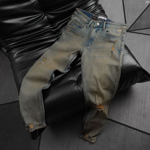 Quần Jean Nam ICONDENIM - Brown Faded With Ripped Detail