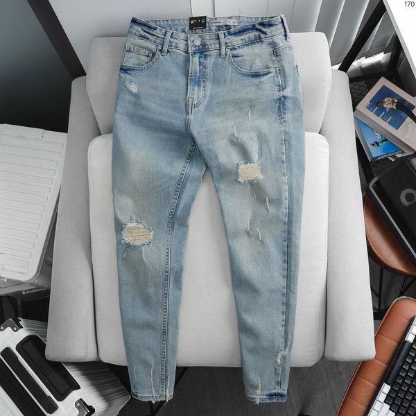 Quần Jeans ICONDENIM Light Blue Wash Ripped Slim-fit