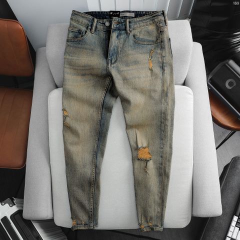 Quần Jean Nam ICONDENIM - Brown Faded With Ripped Detail