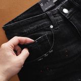 Quần Short Jean Nam Splater Gray Dark Wash