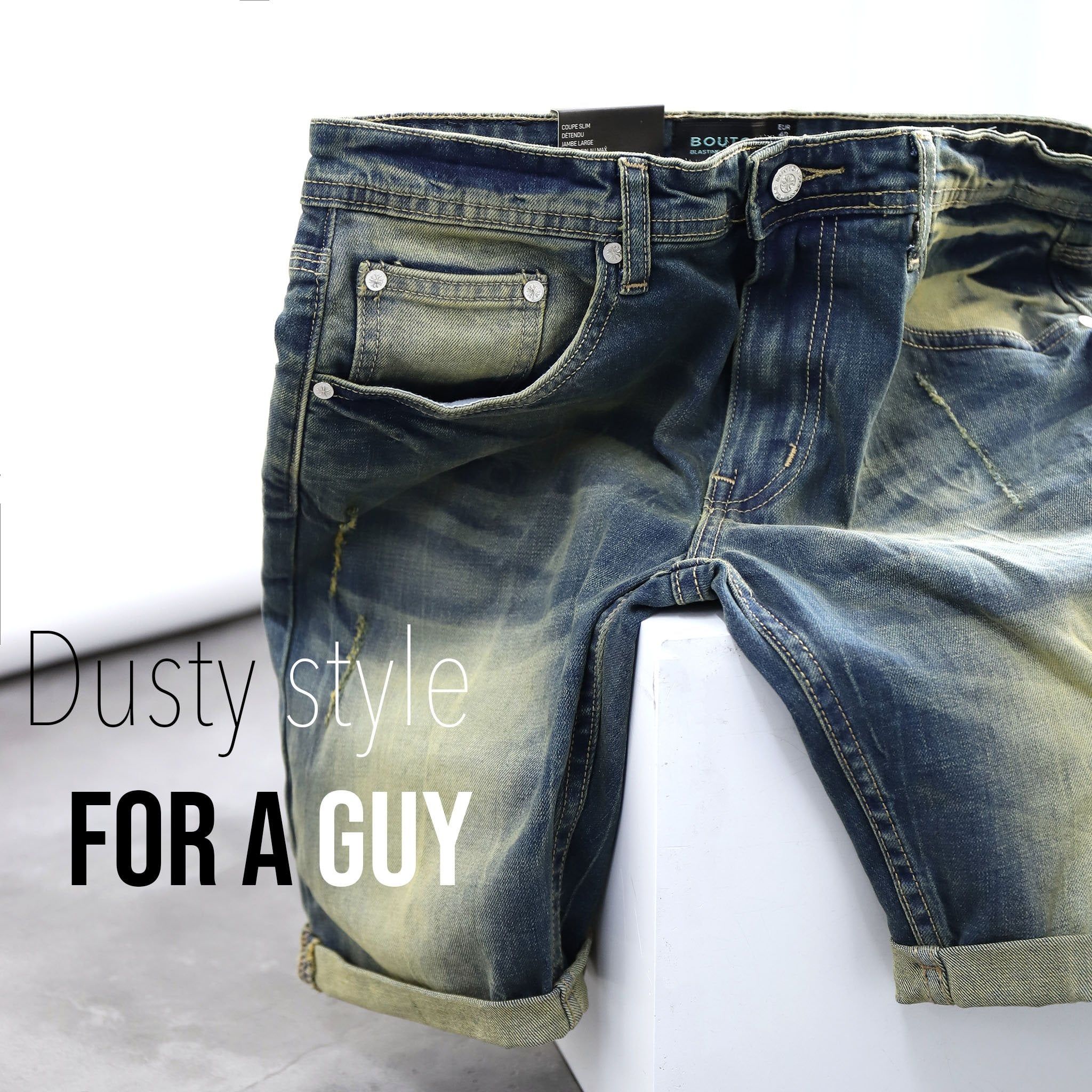Quần short jeans BOUTON dark blue