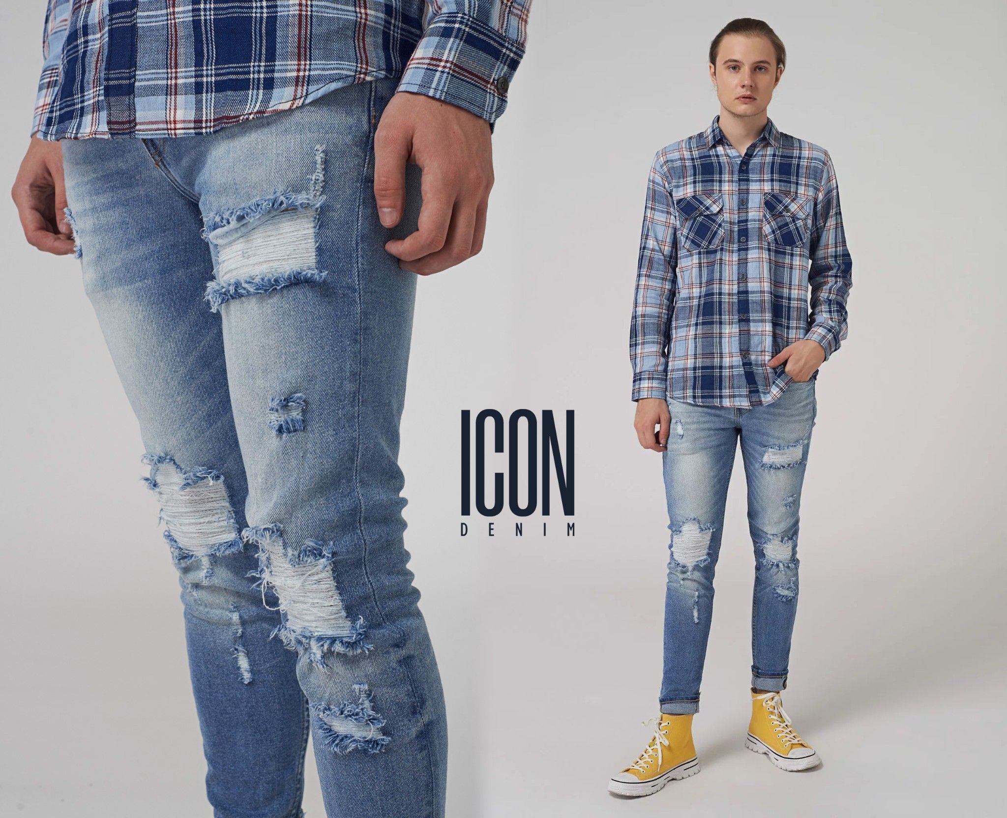 Quần jean ICON DENIM ripped slim fit