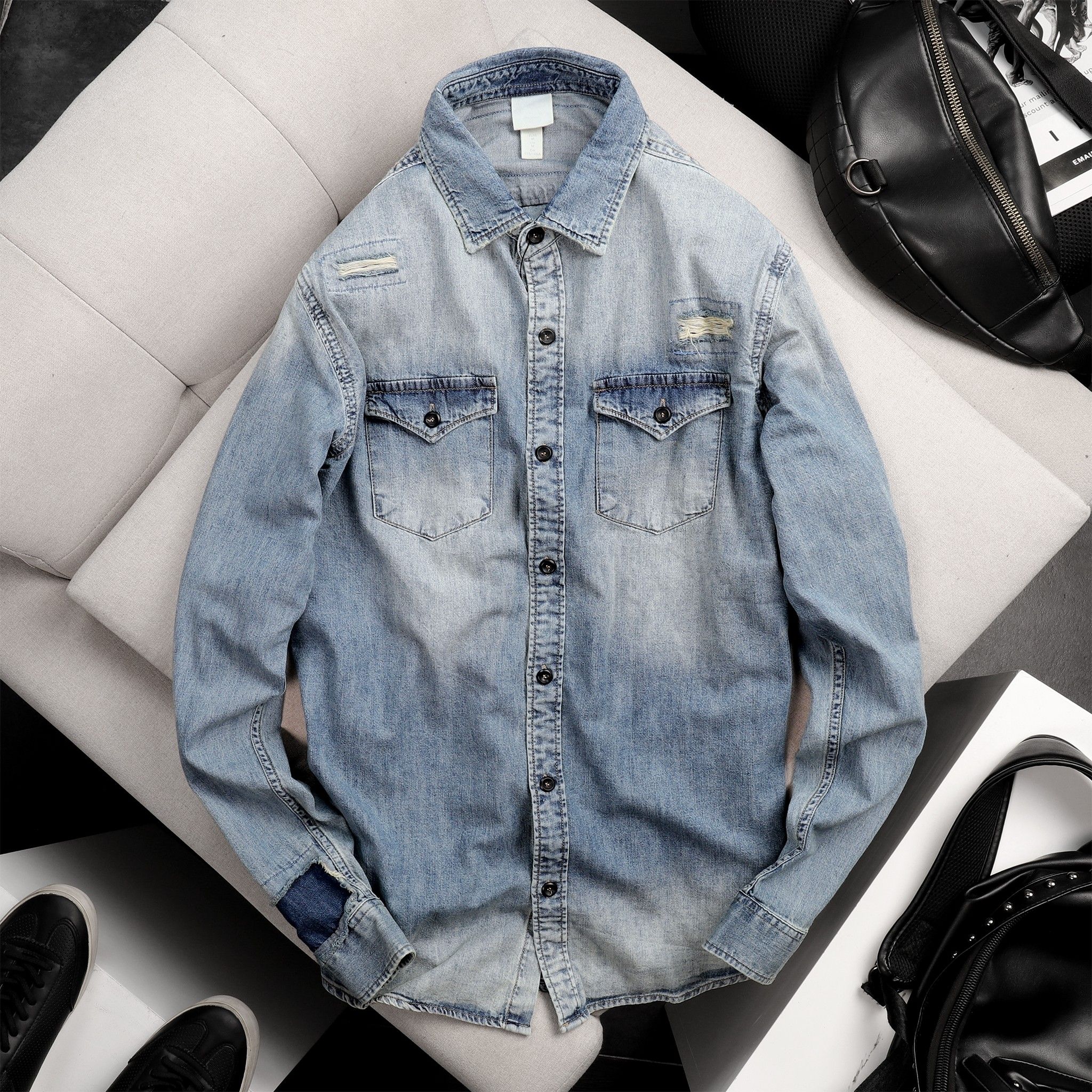 Áo sơmi denim H.M wash ss20