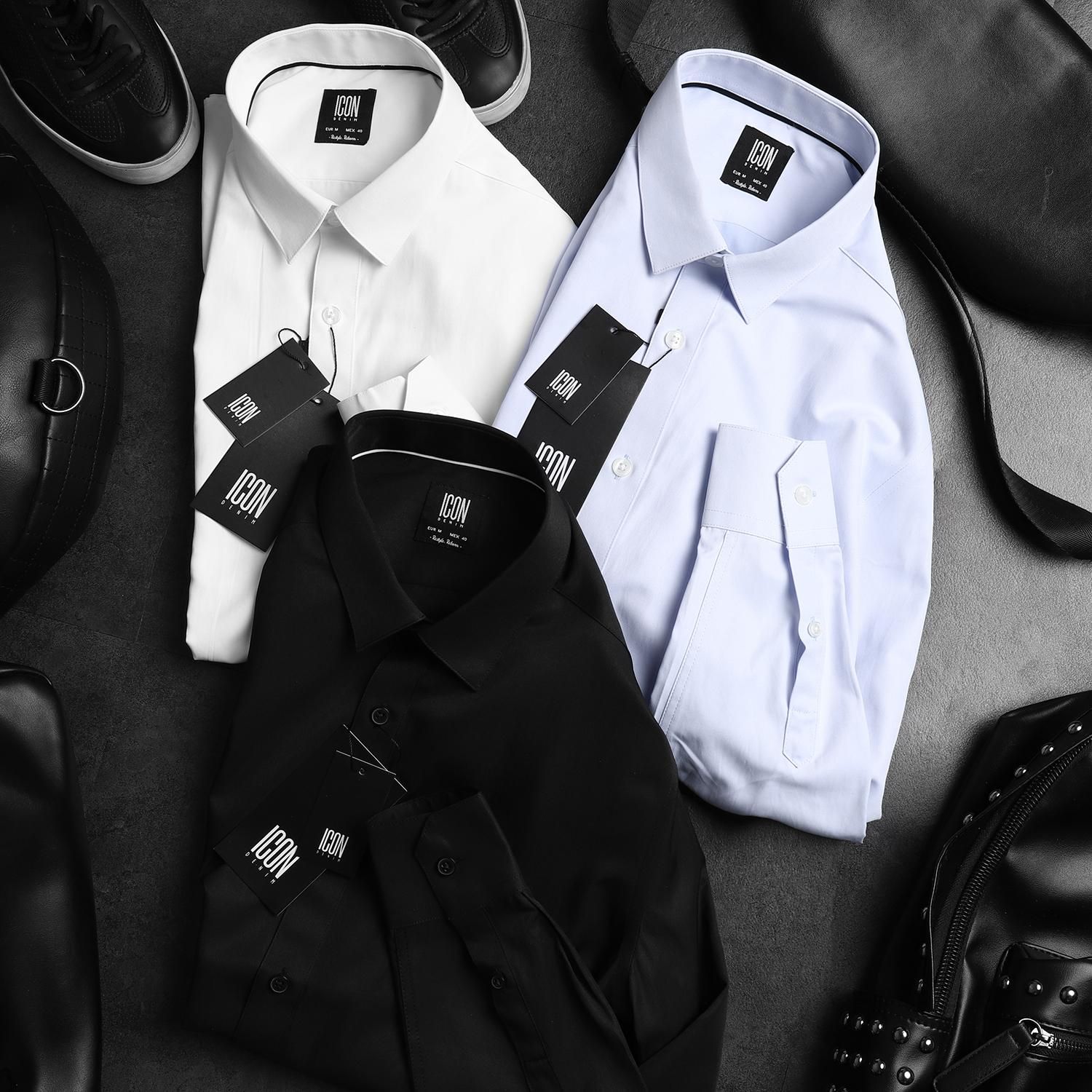 Áo sơmi ICON DENIM phối viền cổ