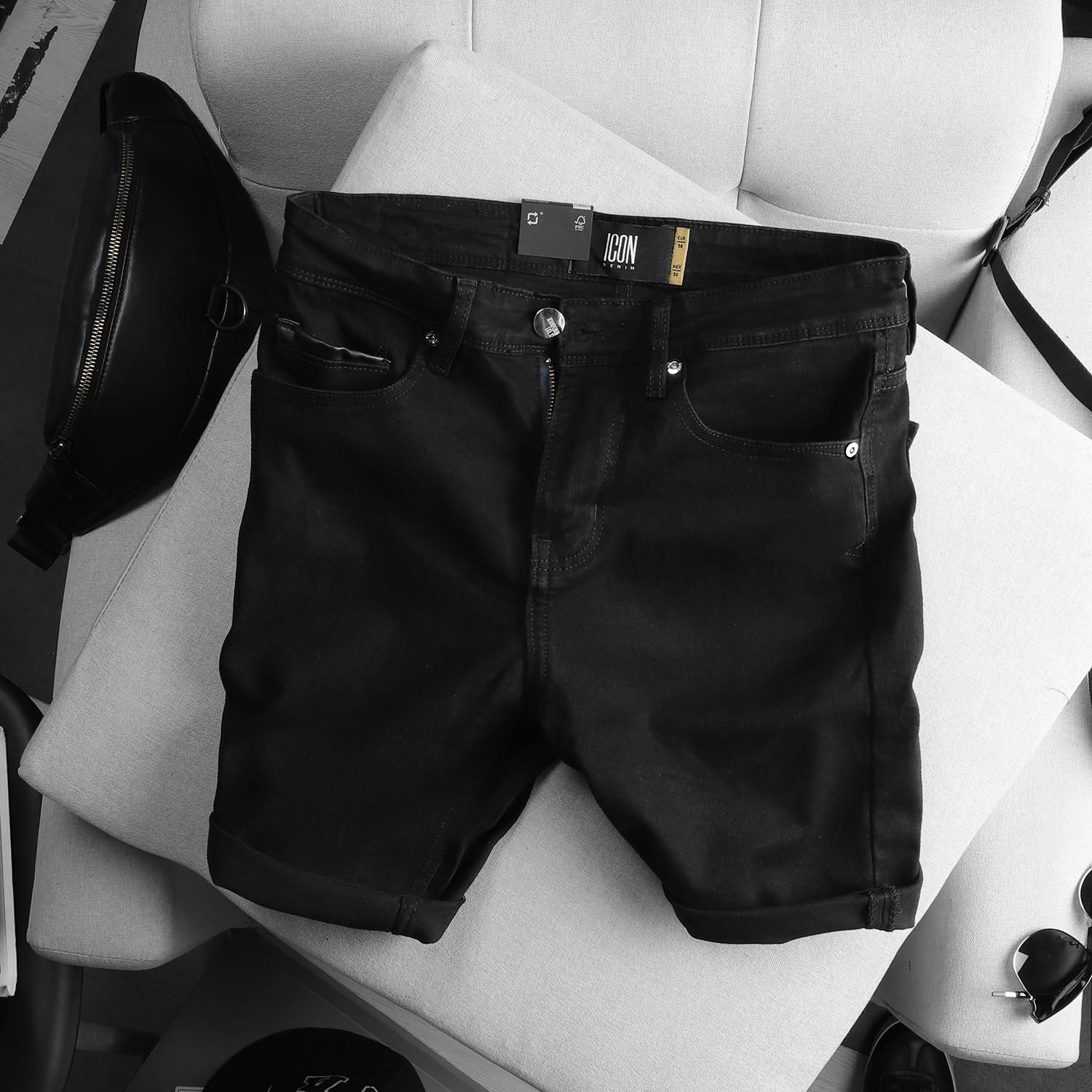 Quần short jean ICON DENIM black v2