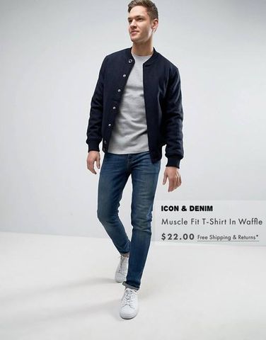 Icon & Denim T-Shirts In Waffle