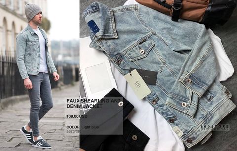 ZRA MAN Faux Shearling and Denim Jacket