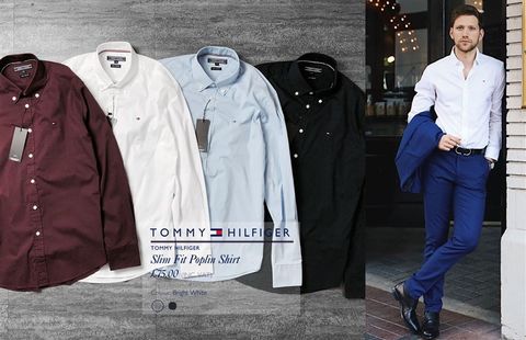 T0MMY Slim Fit Poplin Casual Shirt