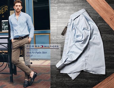T0MMY Slim Fit Poplin Casual Shirt
