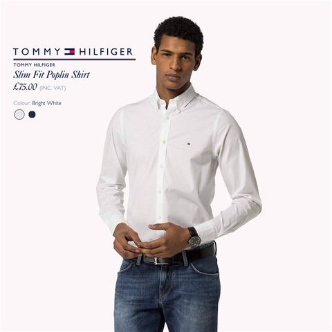 T0MMY Slim Fit Poplin Casual Shirt