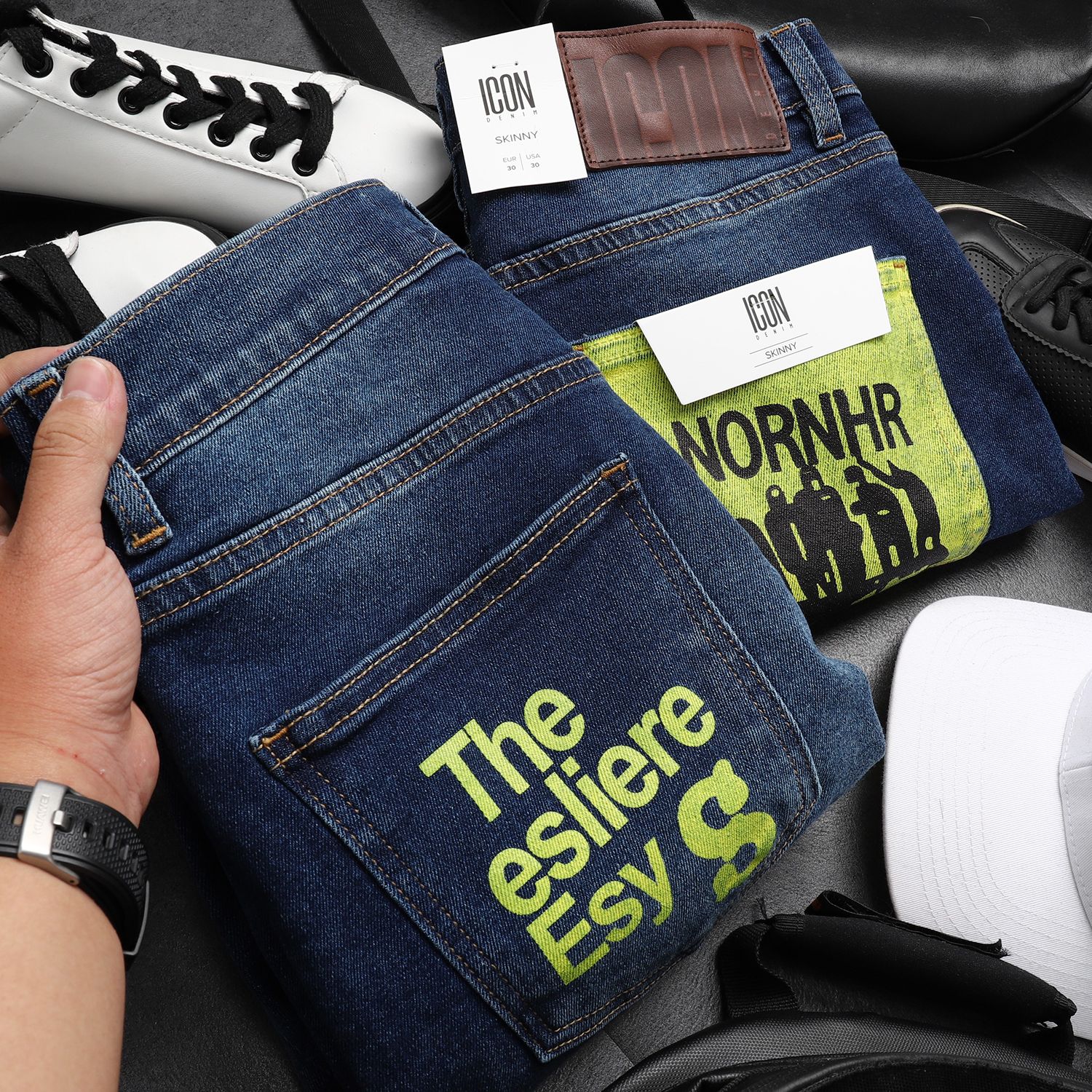 Quần shorts jean ICON DENIM back print