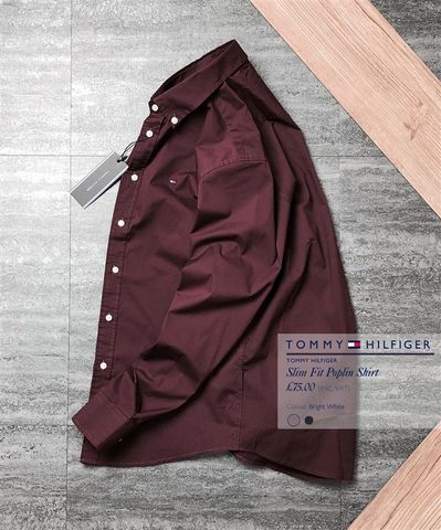 T0MMY Slim Fit Poplin Casual Shirt