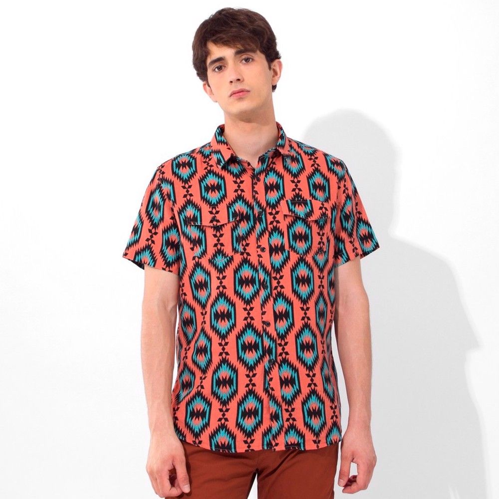 Áo Sơmi Tay Ngắn Flowery Tropical Brocade