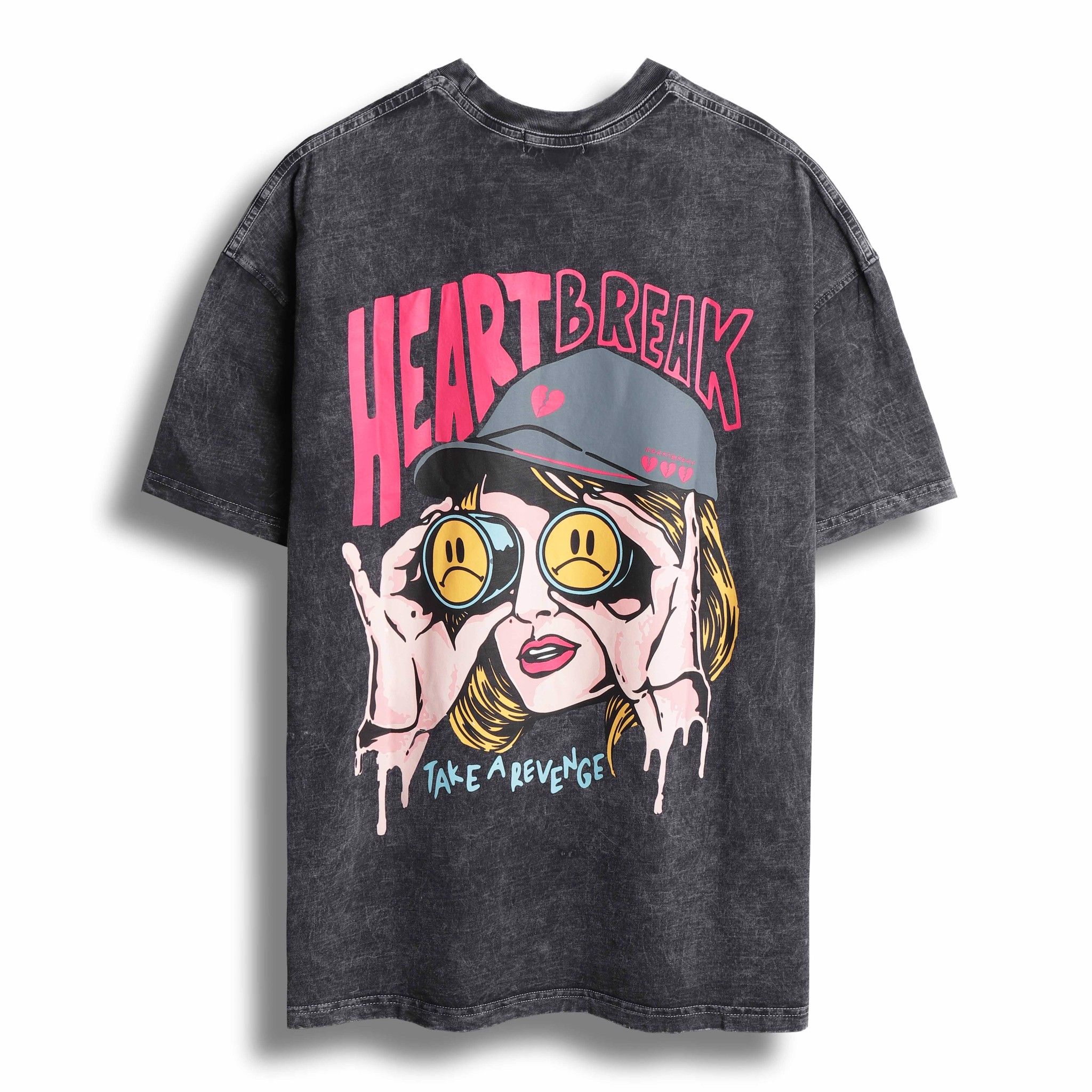 Áo thun BOUTON Heart Break wash acid oversize
