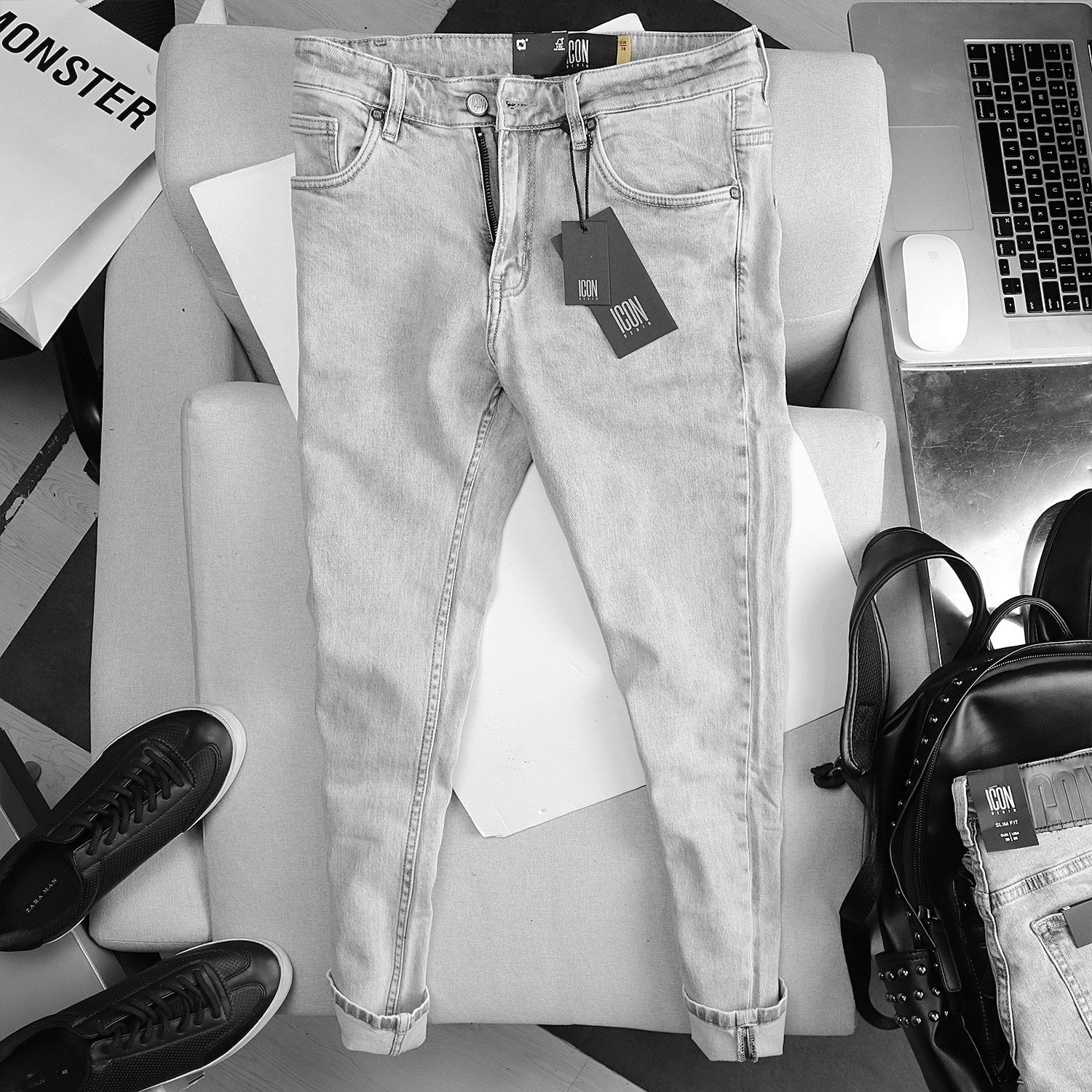 Quần jean ICON DENIM Slim fit light grey