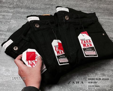 ZRA Black Basic Slim Jeans With Rips
