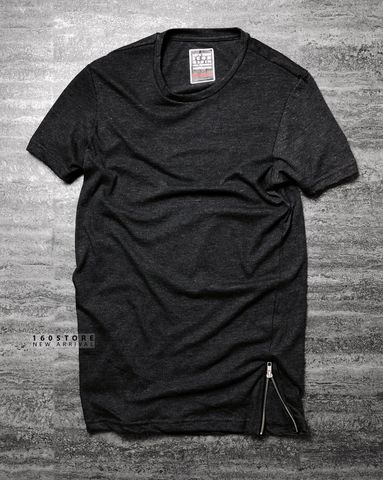 Icon & Denim Long T-Shirt With Zip