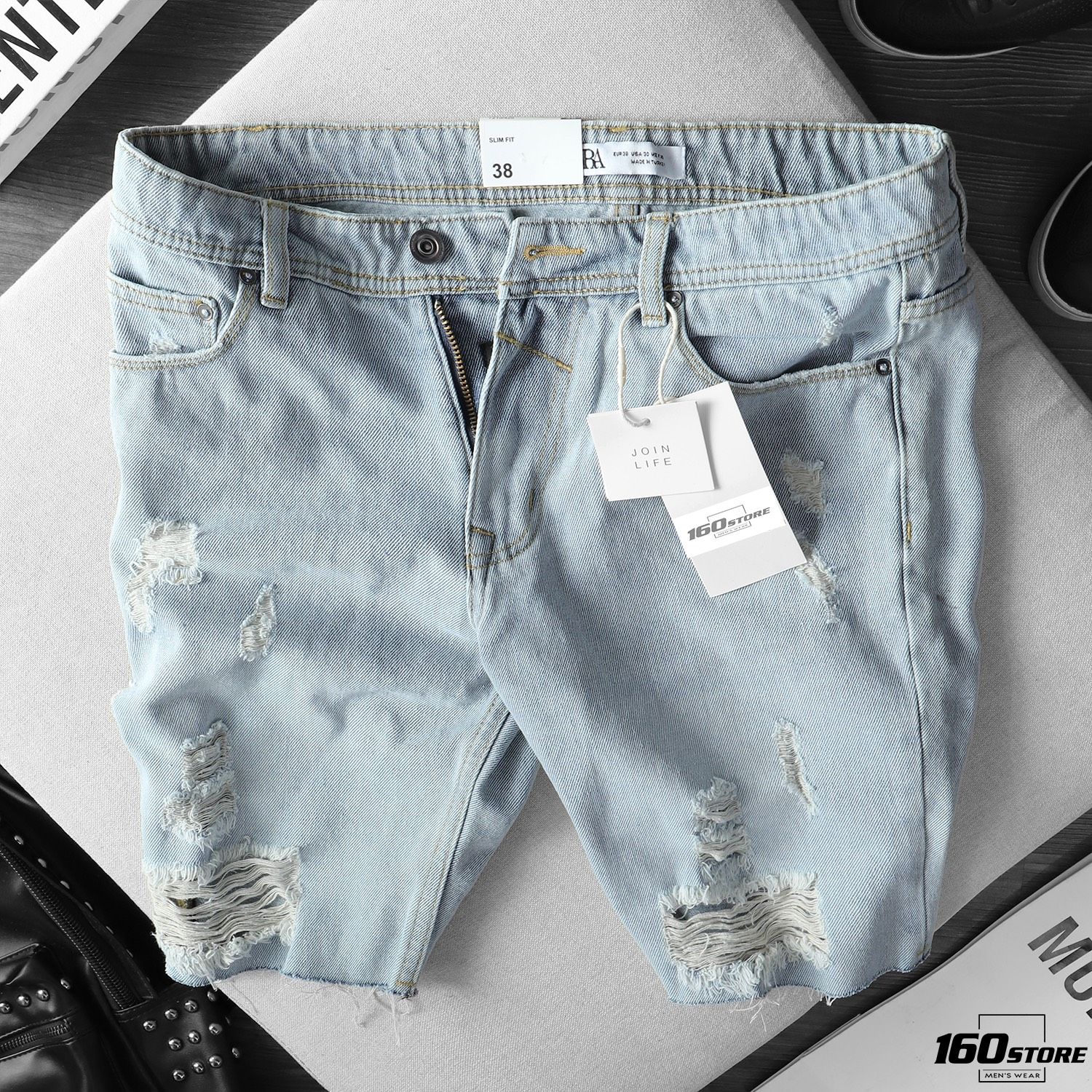 Quần Short Jean ZRA Ripped