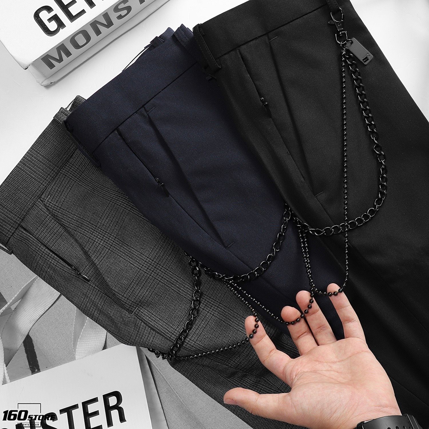Quần tây P.B slim fit w chain