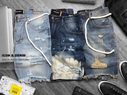 ICON & DENIM Bermuda Shorts with ripped