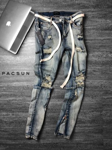 PAC.SUN Dirty Skinny Ripped Jeans with zip